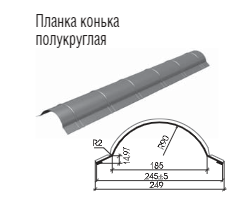 Планка конька полукруглая.0.5 мм. РЕ 25 мк -Термастил. RAMKABUD Планка конька полукруглая.0.5 мм. РЕ 25 мк -Термастил. RAMKABUD RAMKABUD- Купить стройматериалы для кровли и фасада