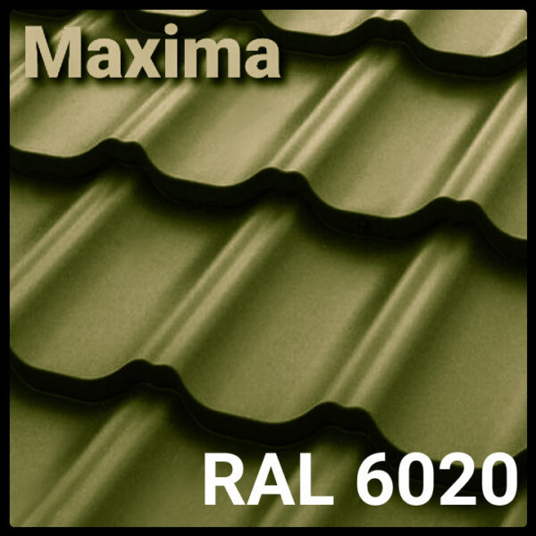 Металлочерепица MAXIMA™  0,45 мм| Ral 6020 |лист (1195 мм х 2250) 2,689 м кв| RAMKABUD RAMKABUD- Купить стройматериалы для кровли и фасада 2