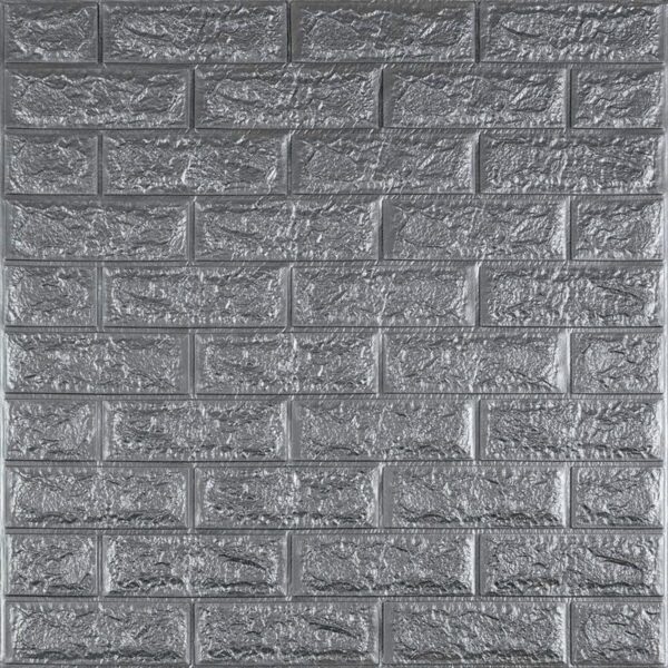 3D панель самоклеющаяся кирпич Серебро 700x770x7мм (017-7) SW-00000059 RAMKABUD RAMKABUD- Купить стройматериалы для кровли и фасада 2